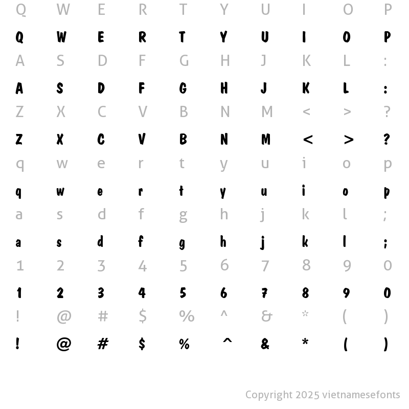 Character Map of UVN Da Lat Bold