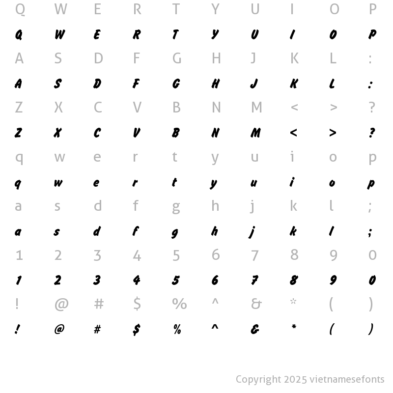 Character Map of UVN Hai Long Regular