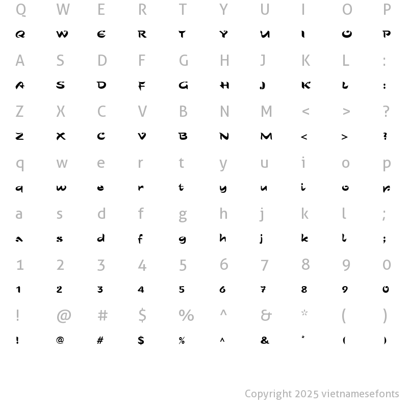 Character Map of UVN Hoa Dao Regular