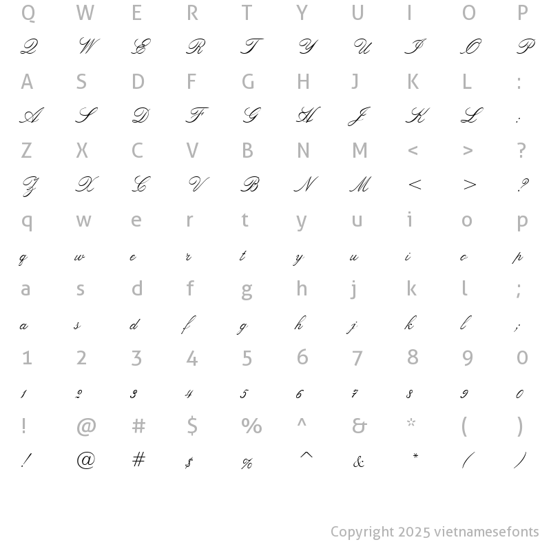 Character Map of UVN Hoa Tay 1 Regular