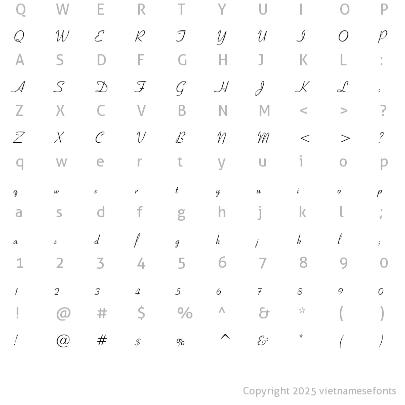 Character Map of UVN Kieu Regular