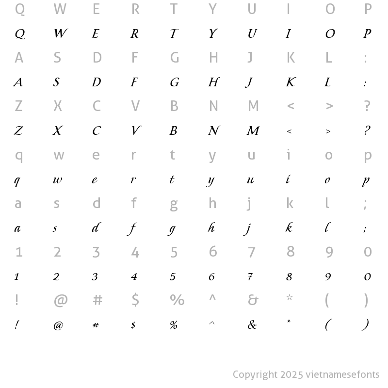 Character Map of UVN Mau Tim 1 Regular