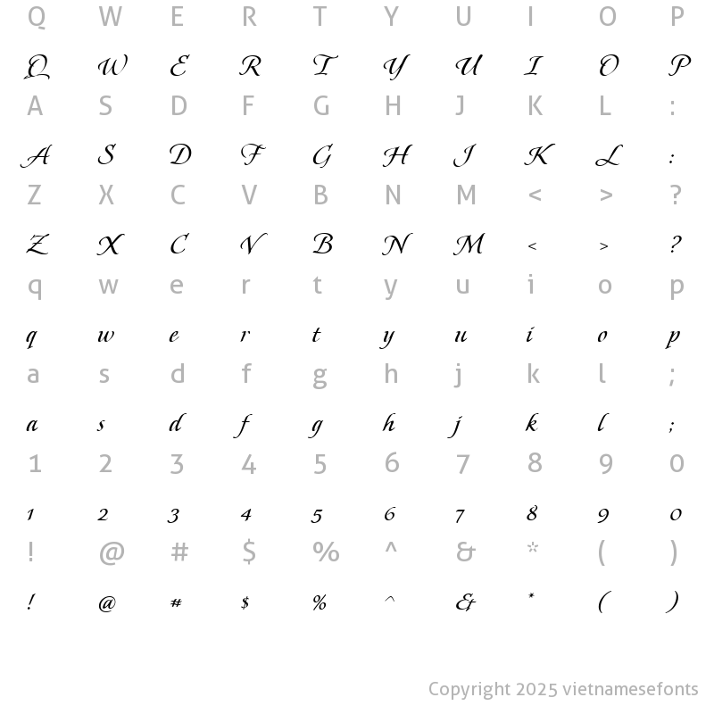 Character Map of UVN Mau Tim 2 Regular