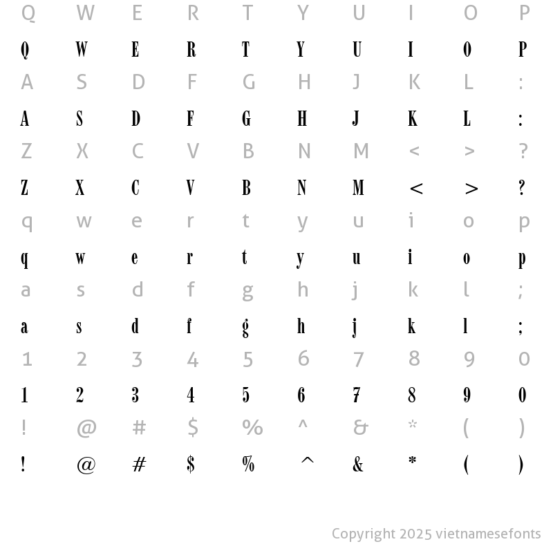 Character Map of UVN Mot Moi Regular