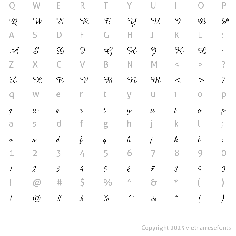 Character Map of UVN Mua Thu Regular