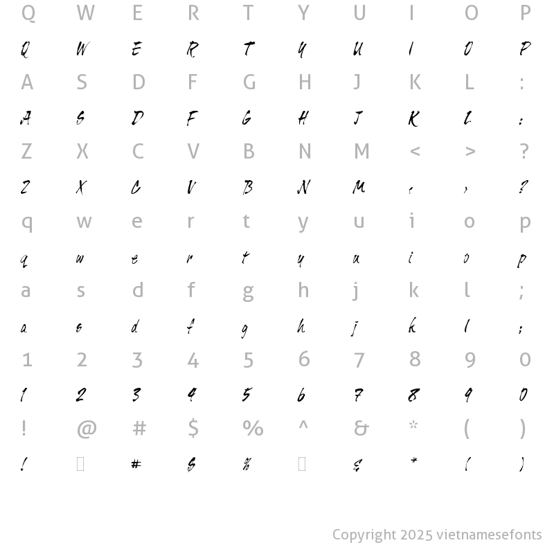 Character Map of UVN Muc Cham Regular