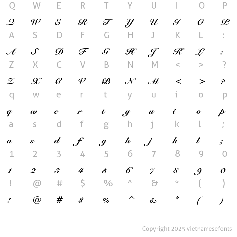 Character Map of UVN Sang Song Nang Regular