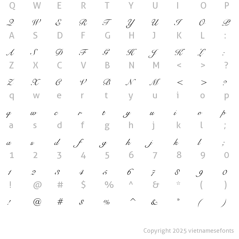 Character Map of UVN Sang Song Regular