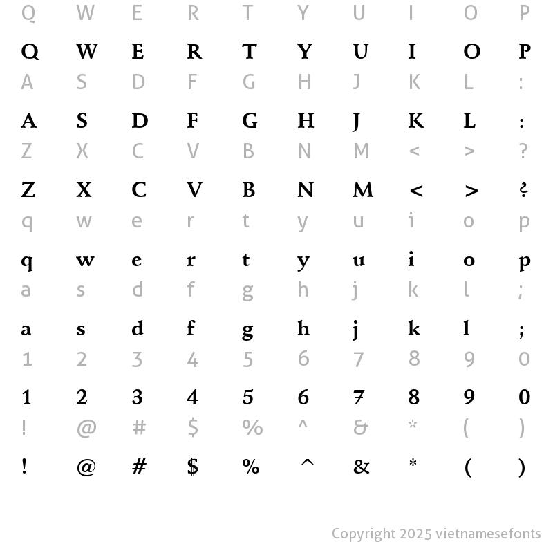 Character Map of UVN Thay Giao Bold
