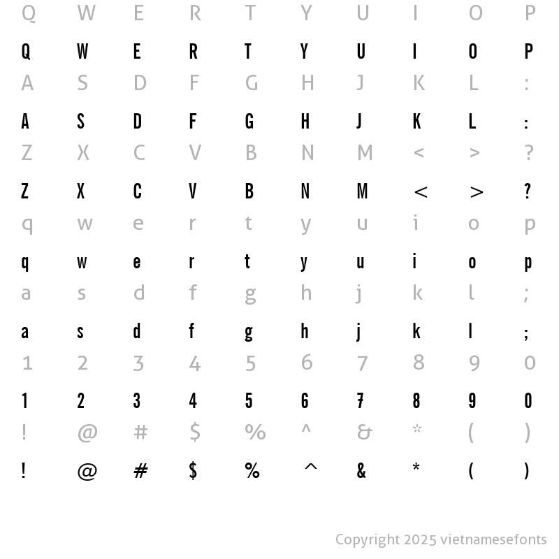 Character Map of UVN Tin Tuc Hep Them Bold