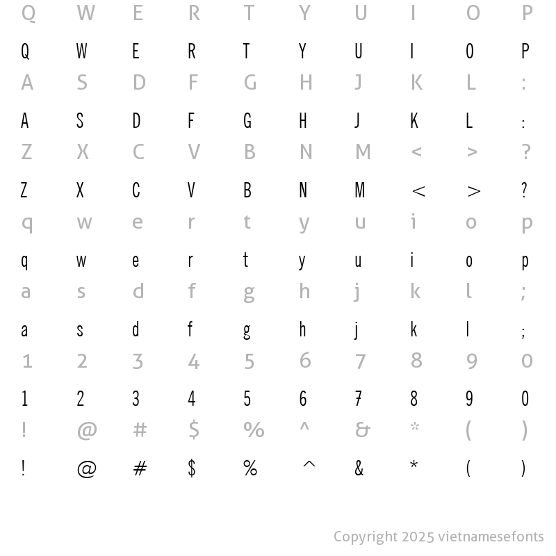 Character Map of UVN Tin Tuc Hep Them Regular
