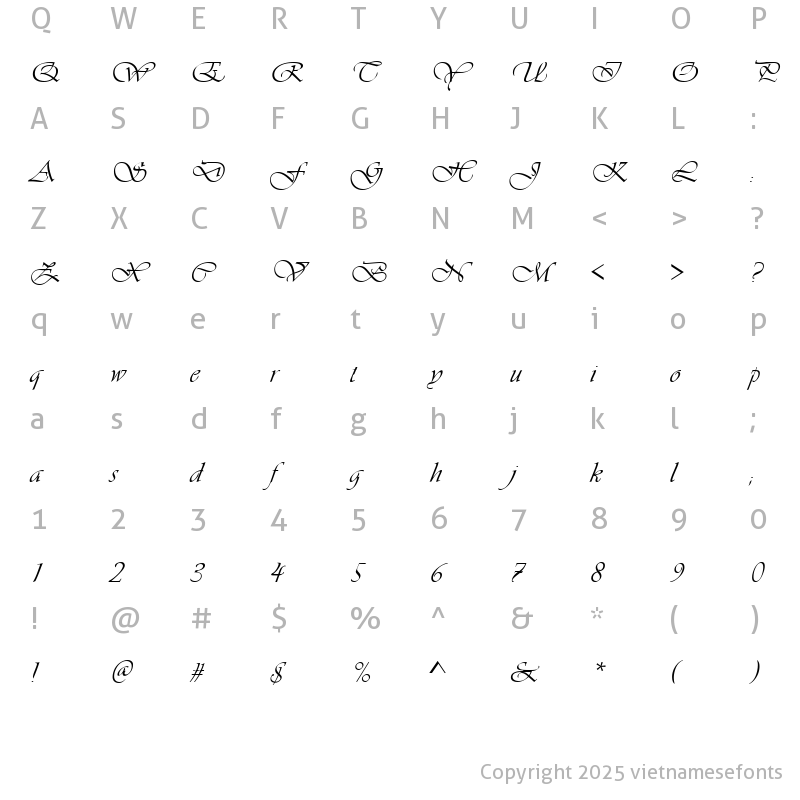 Character Map of UVN Vi Vi Regular