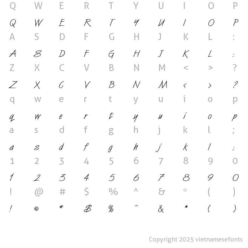 Character Map of UVN Vien Du Regular